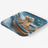 Golden Retriever met een oude houten boot Papieren Bordje (Gebogen)