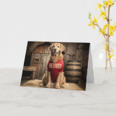 Golden Retriever met een rood Shirt Kaart (Gele Bloem)