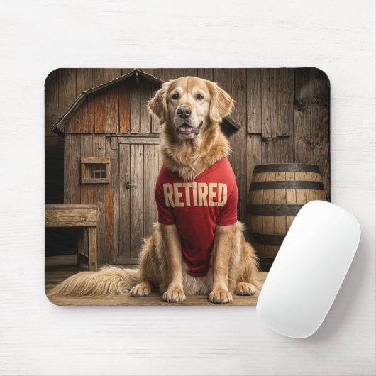 Golden Retriever met een rood Shirt Muismat (Met muis)