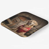 Golden Retriever met een rood Shirt Papieren Bordje (Gebogen)