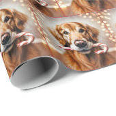 Golden Retriever met een snoepriet Cadeaupapier (Rol Hoek)