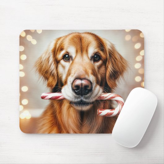 Golden Retriever Met een Suikerstok Muismat (Met muis)