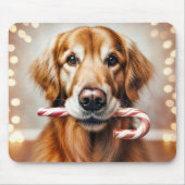 Golden Retriever Met een Suikerstok Muismat (Voorkant)