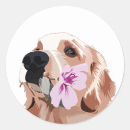 Golden Retriever met een ventilator Ronde Sticker