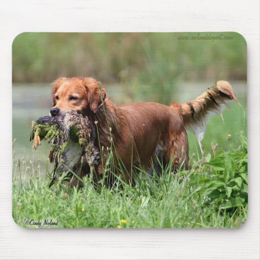 Golden Retriever met eend Mousepad Muismat (Voorkant)