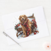 Golden Retriever met feestelijke sjaal van een sle Vierkante Sticker (Envelop)