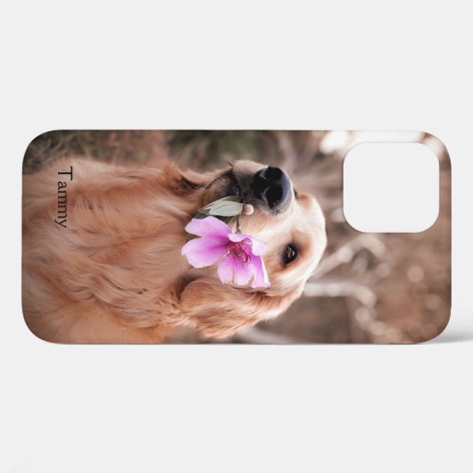 Golden Retriever met Flower Personalized Case-Mate iPhone Case (Achterkant (horizontaal))