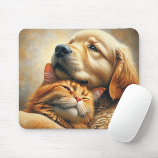 Golden Retriever met gember kat Muismat (Met muis)