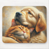 Golden Retriever met gember kat Muismat (Voorkant)