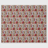 Golden Retriever met gemberkitten in een kous Cadeaupapier (Vlak)