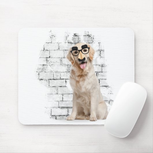 Golden Retriever met grappig masker Muismat (Met muis)