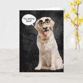Golden Retriever met grappig masker voor vasectomi Kaart (Gele Bloem)