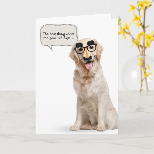 Golden Retriever met grappige maskerverjaardag Kaart (Gele Bloem)