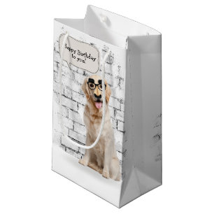 Golden Retriever met grappige maskerverjaardag Klein Cadeauzakje
