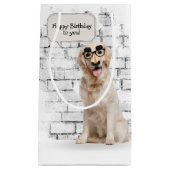 Golden Retriever met grappige maskerverjaardag Klein Cadeauzakje (Voorkant)