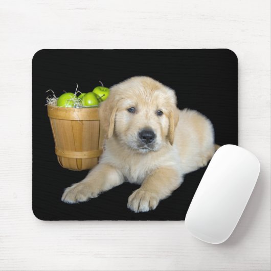 Golden Retriever met groene appels Muismat (Met muis)