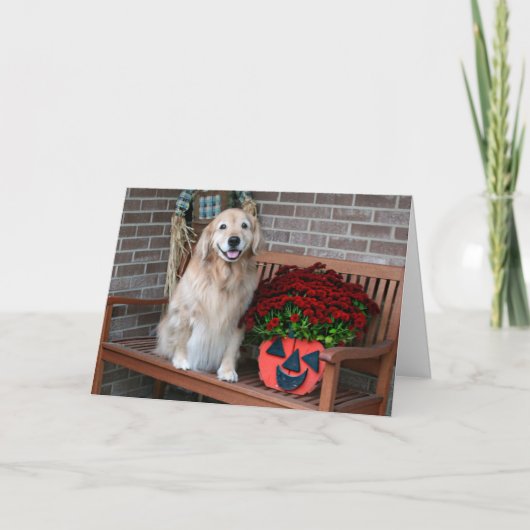 Golden retriever met Halloween Pumpkin Planter Kaart (Voorkant)