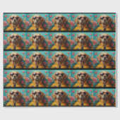 Golden Retriever met hart Rozen Valentijnsdag Cadeaupapier (Vlak)