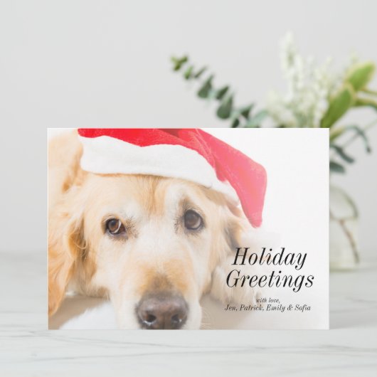 Golden retriever met het Pet van Kerstmis Feestdagenkaart (Staand voorkant)