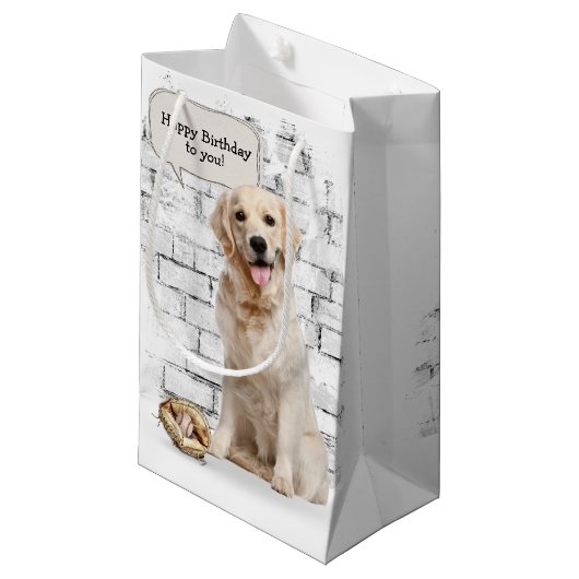 Golden Retriever met honkbal en handschoen Klein Cadeauzakje (Voorkant Gekanteld)