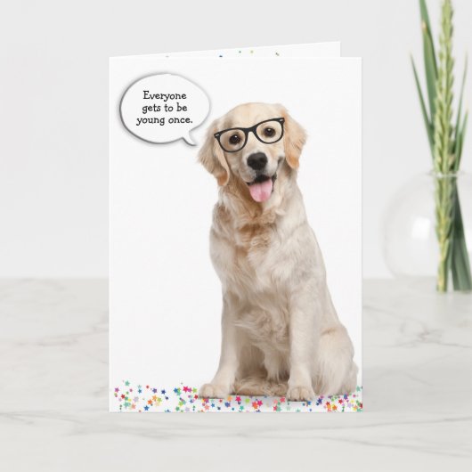 Golden Retriever met Humor Verjaardag Kaart (Voorkant)
