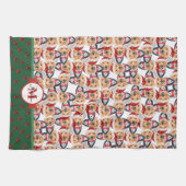 Golden Retriever met kerstavond-hond op een blauw  Theedoek (Horizontaal)