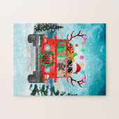 Golden Retriever met kerstcadeaus Legpuzzel (Horizontaal)