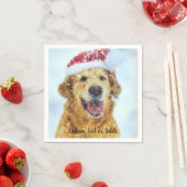 Golden Retriever met kerstkerstkerstbeker Servet (Insitu)