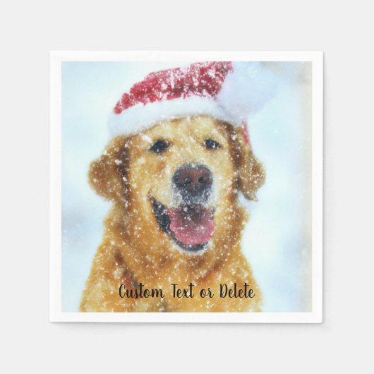 Golden Retriever met kerstkerstkerstbeker Servet (Voorkant)