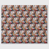 Golden Retriever met kerstkous Cadeaupapier (Vlak)