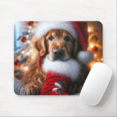 Golden Retriever met kerstkous Muismat (Met muis)