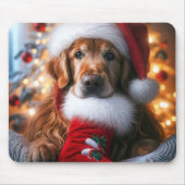 Golden Retriever met kerstkous Muismat (Voorkant)
