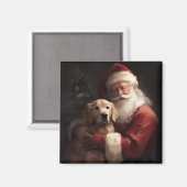 Golden Retriever met Kerstman Kerstmis Magneet (Voorkant / Achterkant)