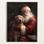 Golden Retriever met Kerstman Kerstmis Planner (Voorkant)