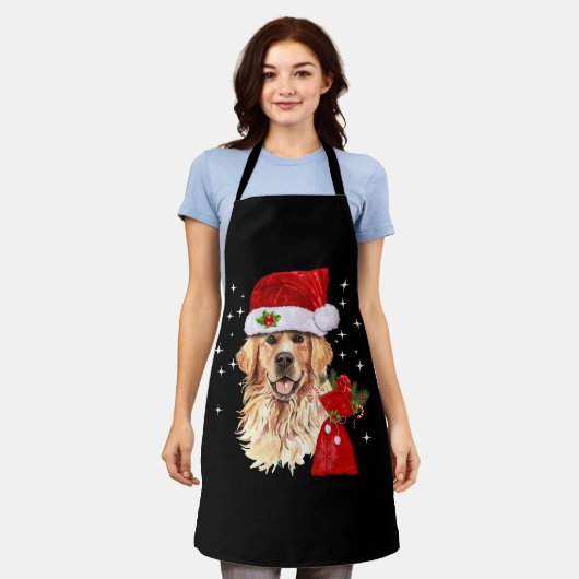 Golden Retriever met Kerstmis Schort (Gedragen)
