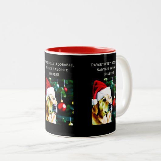 Golden retriever met kerstmuts op koffie mok (Voorkant rechts)