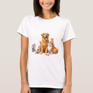 Golden Retriever met Kitten Familie T-shirt