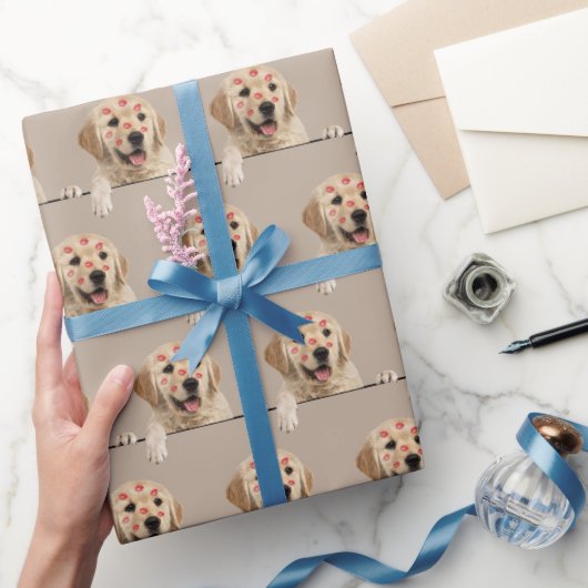 Golden Retriever met Lipstick Kisses Cadeaupapier (Geschenken)