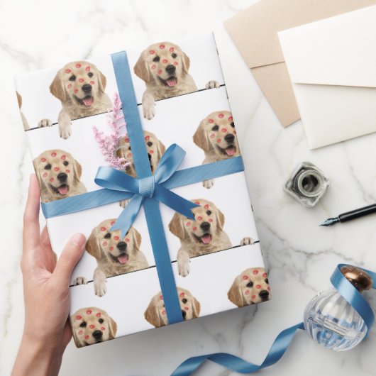 Golden Retriever met Lipstick Kisses Cadeaupapier (Geschenken)