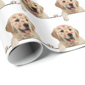 Golden Retriever met Lipstick Kisses Cadeaupapier (Rol Hoek)
