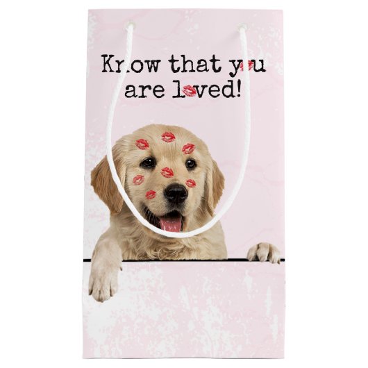 Golden Retriever met Lipstick Kisses Klein Cadeauzakje (Voorkant)