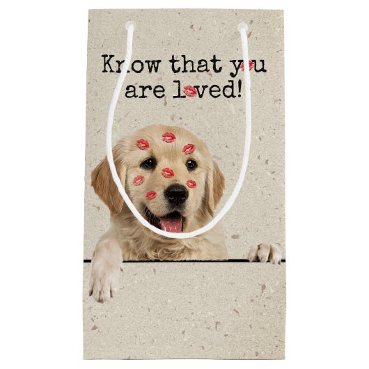 Golden Retriever met Lipstick Kisses Klein Cadeauzakje (Voorkant)