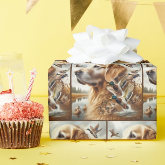 Golden Retriever met Mallard Ducks Cadeaupapier (Verjaardagsfeest)