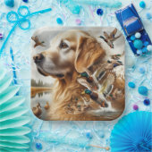 Golden Retriever met Mallard Ducks Papieren Bordje (Feest)