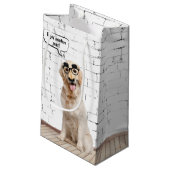 Golden Retriever met Mustache Mask Small Gift Bag Klein Cadeauzakje (Achterkant Gekanteld)
