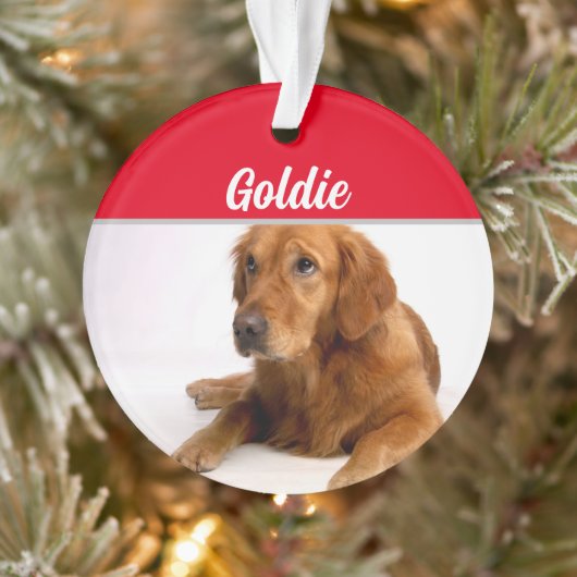 Golden Retriever met naam en foto met Kerstmis Ornament (Boom)
