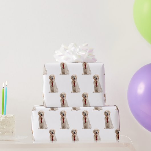 Golden Retriever met Necktie Cadeaupapier (Feestgeschenken)