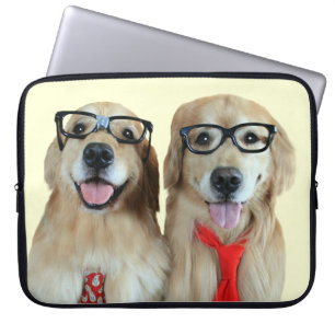 Golden retriever met nerd glazen laptophoes laptop sleeve