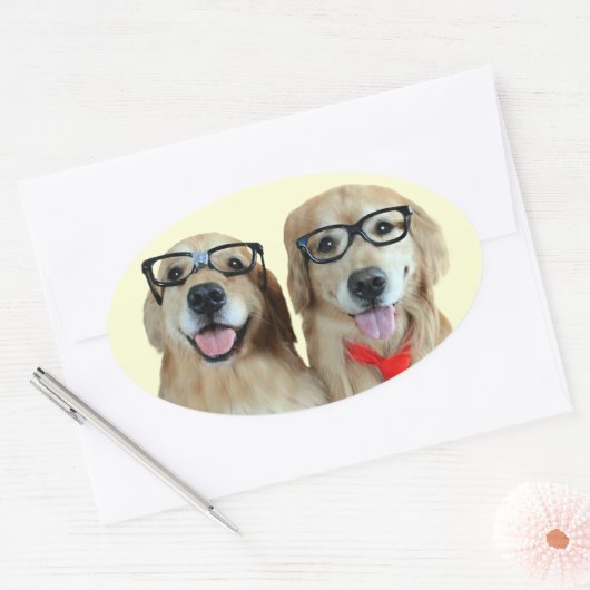 Golden Retriever met nerdbril Stickers (Envelop)