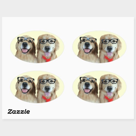 Golden Retriever met nerdbril Stickers (Vel)
